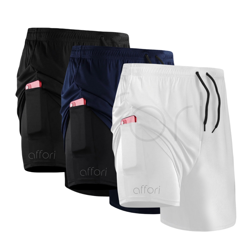 Kit 3 Shorts Compressão 2 em 1 - Affori Tight